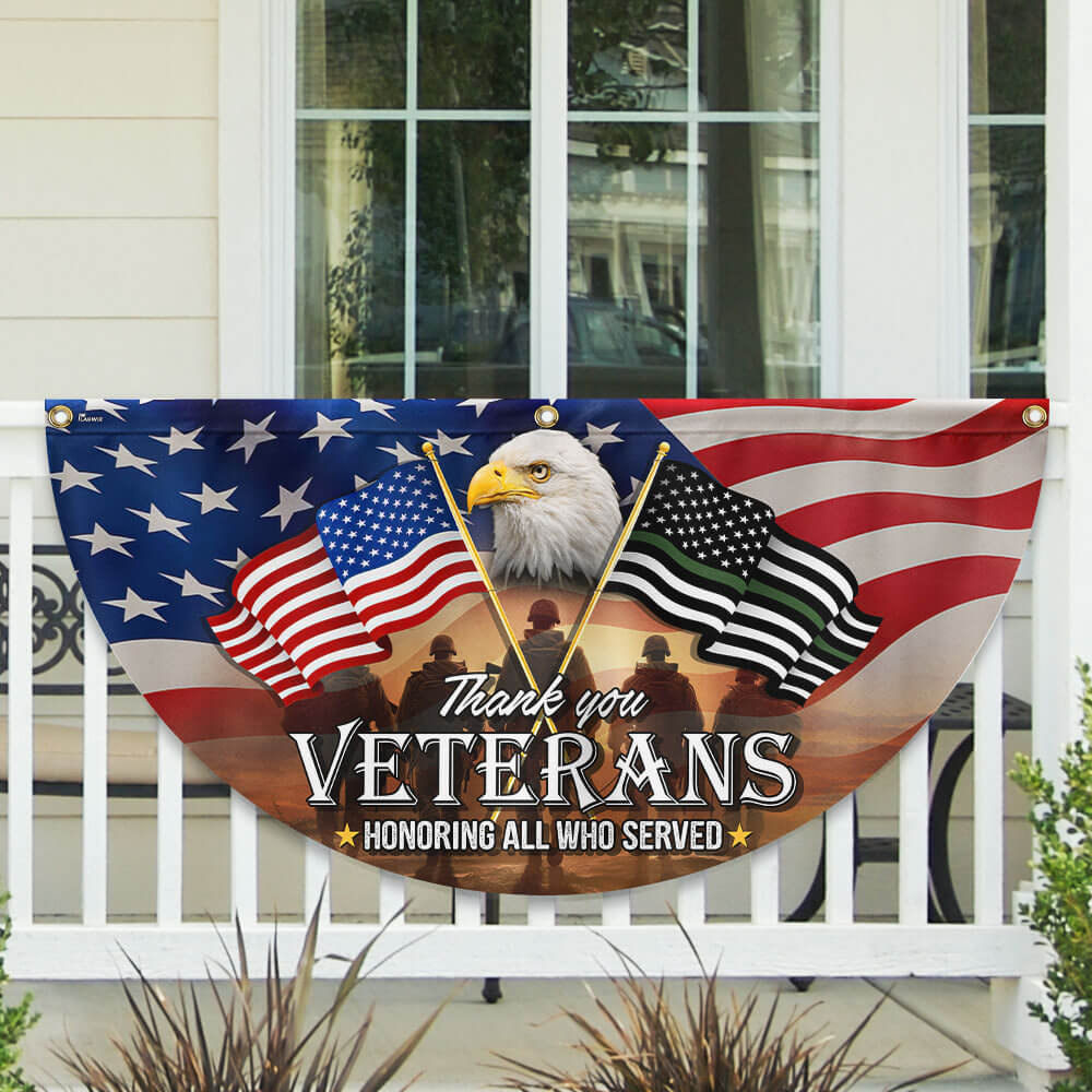 Thank You Veterans, American Eagle Veterans Day Veteran Non-Pleated Fan Flag 3-Day Shipping
