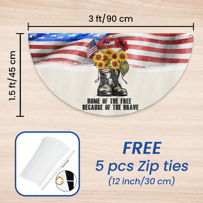 Memorial Day Veterans, Home Of The Free American Non-Pleated Fan Flag