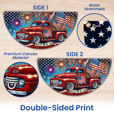 Flagwix American Flag - Happy 4th Of july Red Pickup Truck Non-Pleated Fan Flag