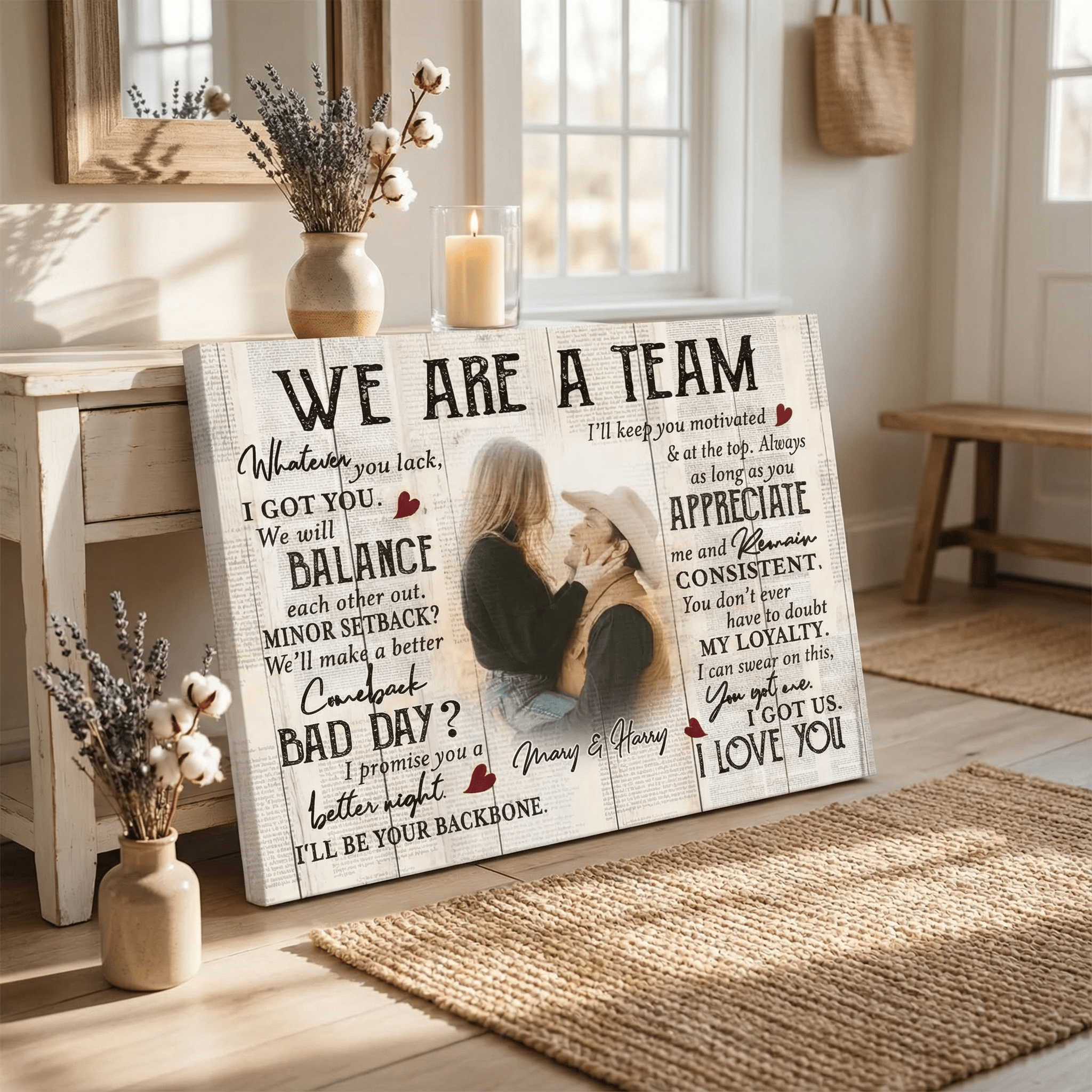 We Are A Team - Personalized Couple Photo Canvas