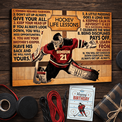 Hockey Life Lessons Personalized Canvas - Custom Name & Number