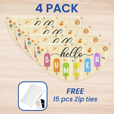 Hello Summer Ice Cream Non-Pleated Fan Flag