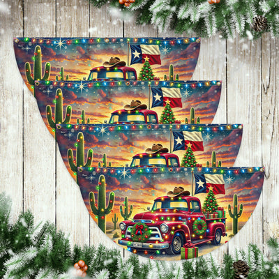 Texas Christmas Truck Non-Pleated Fan Flag