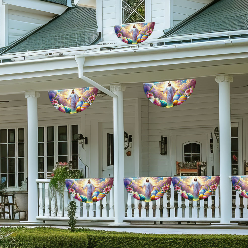 He Is Risen Easter Jesus Non-Pleated Fan Flag