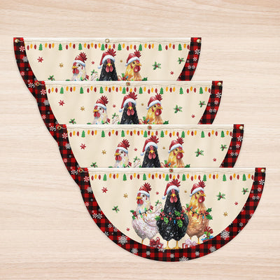 Hens Christmas Funny Chickens Non-Pleated Fan Flag, Farm Flag