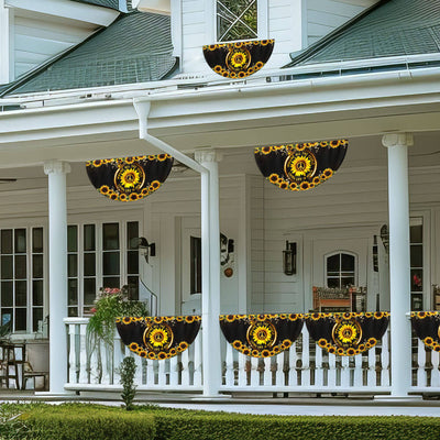 Hippie Sunflower Imagine All The People Living Life In Peace Non-Pleated Fan Flag