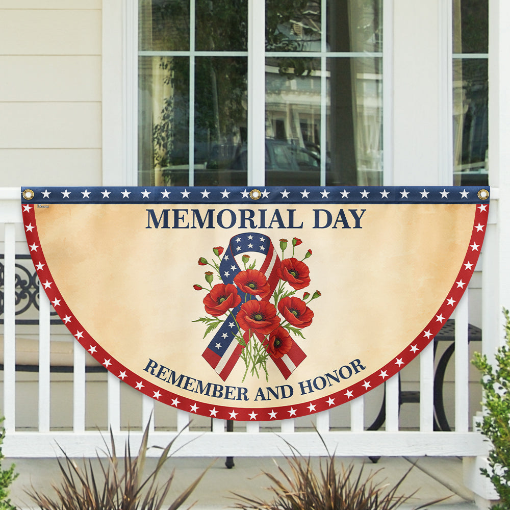 Memorial Day Remember And Honor Non-Pleated Fan Flag
