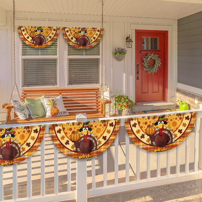 Thanksgiving Turkey Fall Non-Pleated Fan Flag