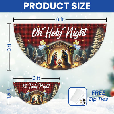 Nativity Of Jesus Christmas Silent Night Oh Holy Night Non-Pleated Fan Flag