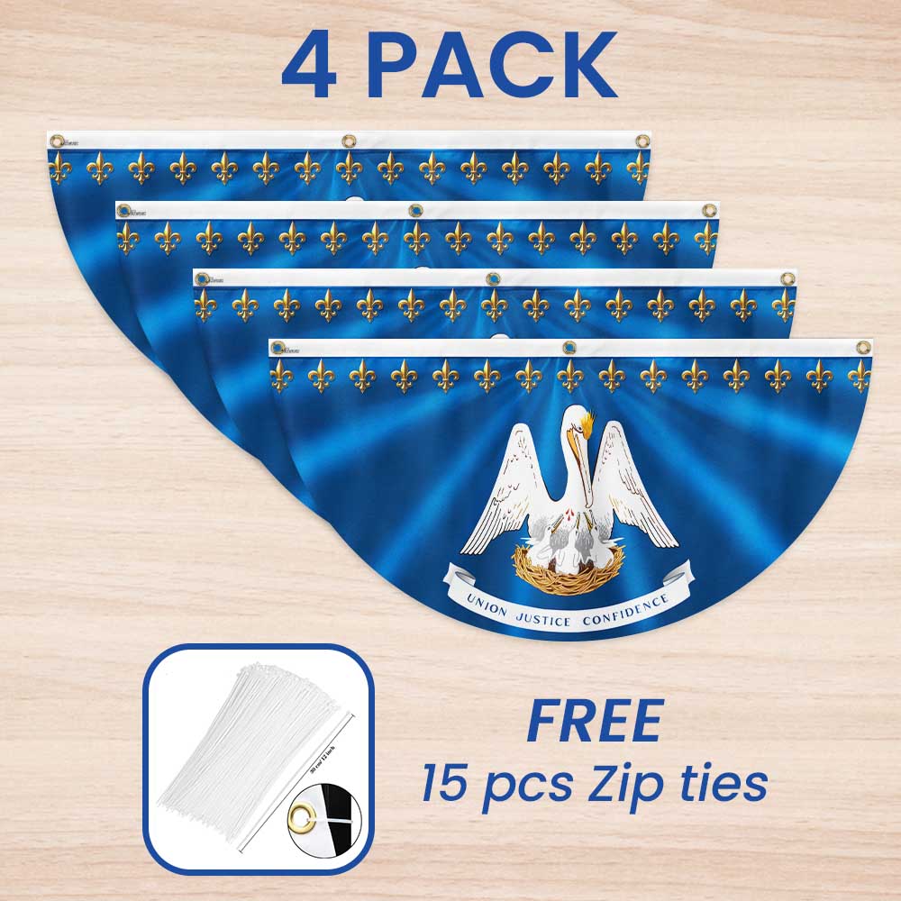 Louisiana Flag Brown Pelican Fleur-de-lis Louisiana Non-Pleated Fan Flag