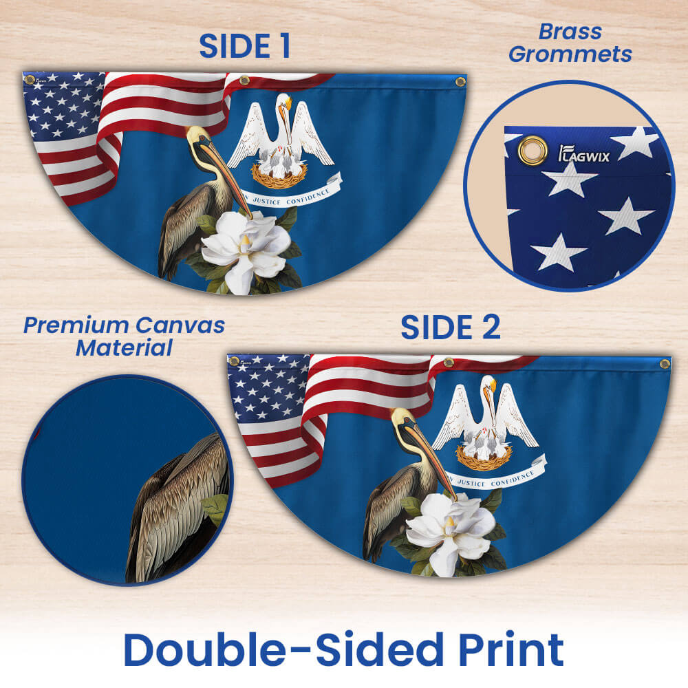 Louisiana Brown Pelican Bird and Magnolia Flower Non-Pleated Fan Flag 3-Day Shipping