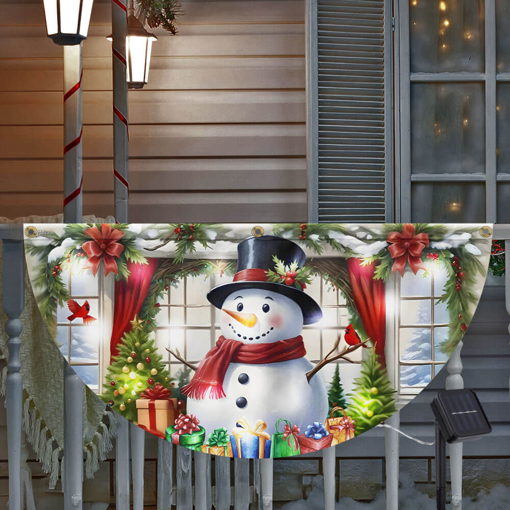 Snowman Merry Christmas Solar Led Fan Flag
