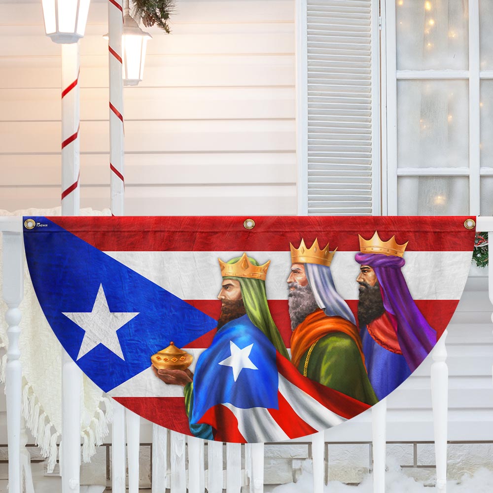 Three Kings Three Wise Men Puerto Rico Epiphany Feliz dia de Reyes Non-Pleated Fan Flag