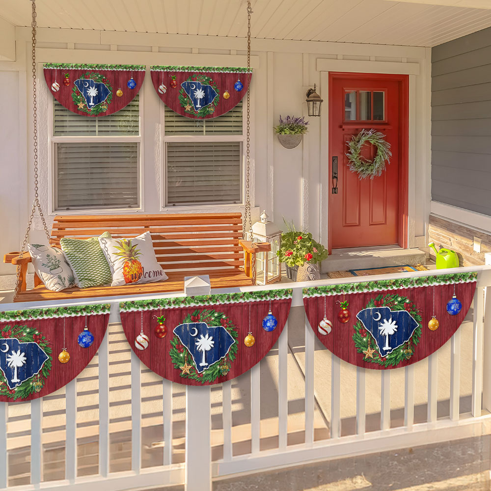 South Carolina Christmas Non-Pleated Fan Flag