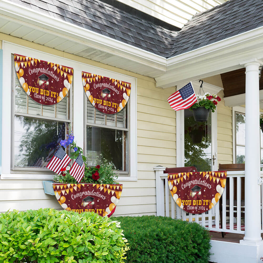 Congratulations You Did It, Happy Graduation Non-Pleated Fan Flag