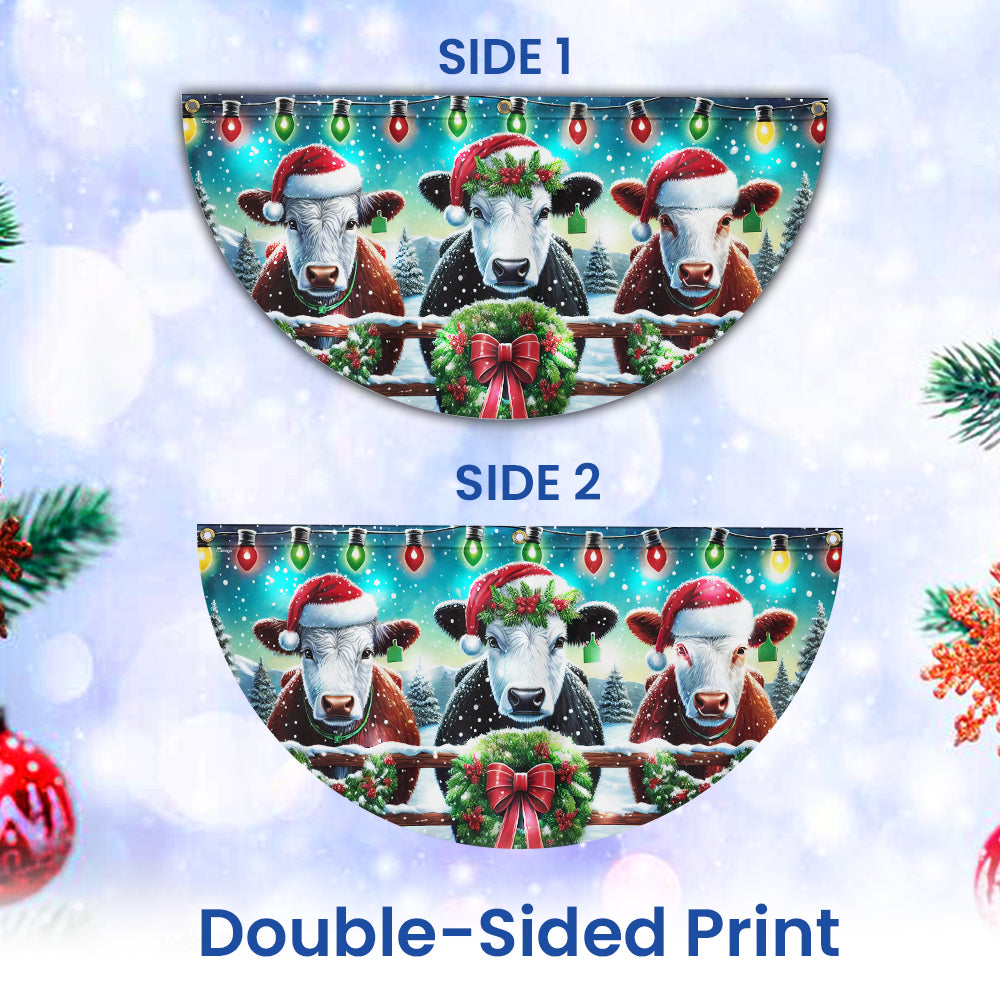 Cow Cattle Farm Christmas Solar Led Fan Flag