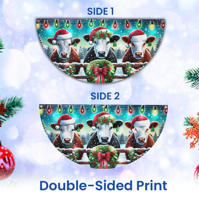 Cow Cattle Farm Christmas Solar Led Fan Flag
