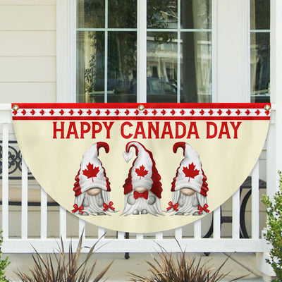 Happy Canada Day Gnomes Non-Pleated Fan Flag