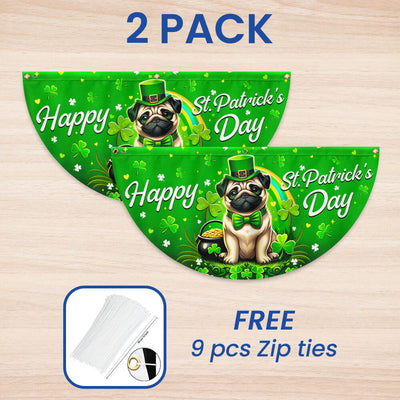 Pug Dog Happy St. Patrick's Day Welcome Non-Pleated Fan Flag