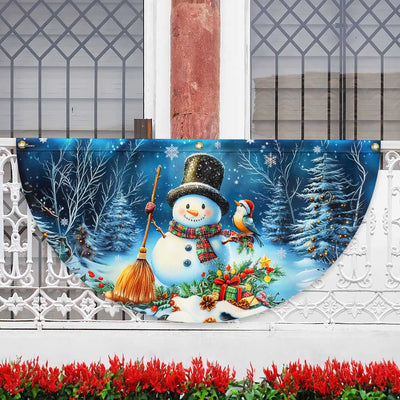 Snowman Let It Snow Christmas Non-Pleated Fan Flag