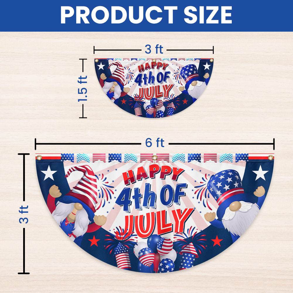 Flagwix American Flag - Happy 4th Of july Independence Day Gnomes Non-Pleated Fan Flag