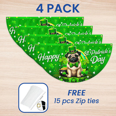 Pug Dog Happy St. Patrick's Day Welcome Non-Pleated Fan Flag
