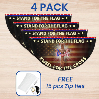 Stand For The Flag Kneel For The Cross Patriotic Non-pleated Fan Flag