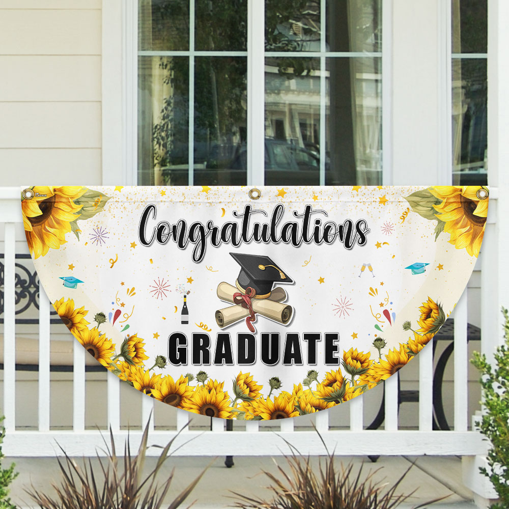 Congratulations Graduate Non-Pleated Fan Flag