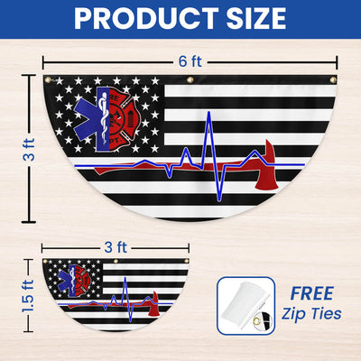 EMT Firefighter American Non-Pleated Fan Flag