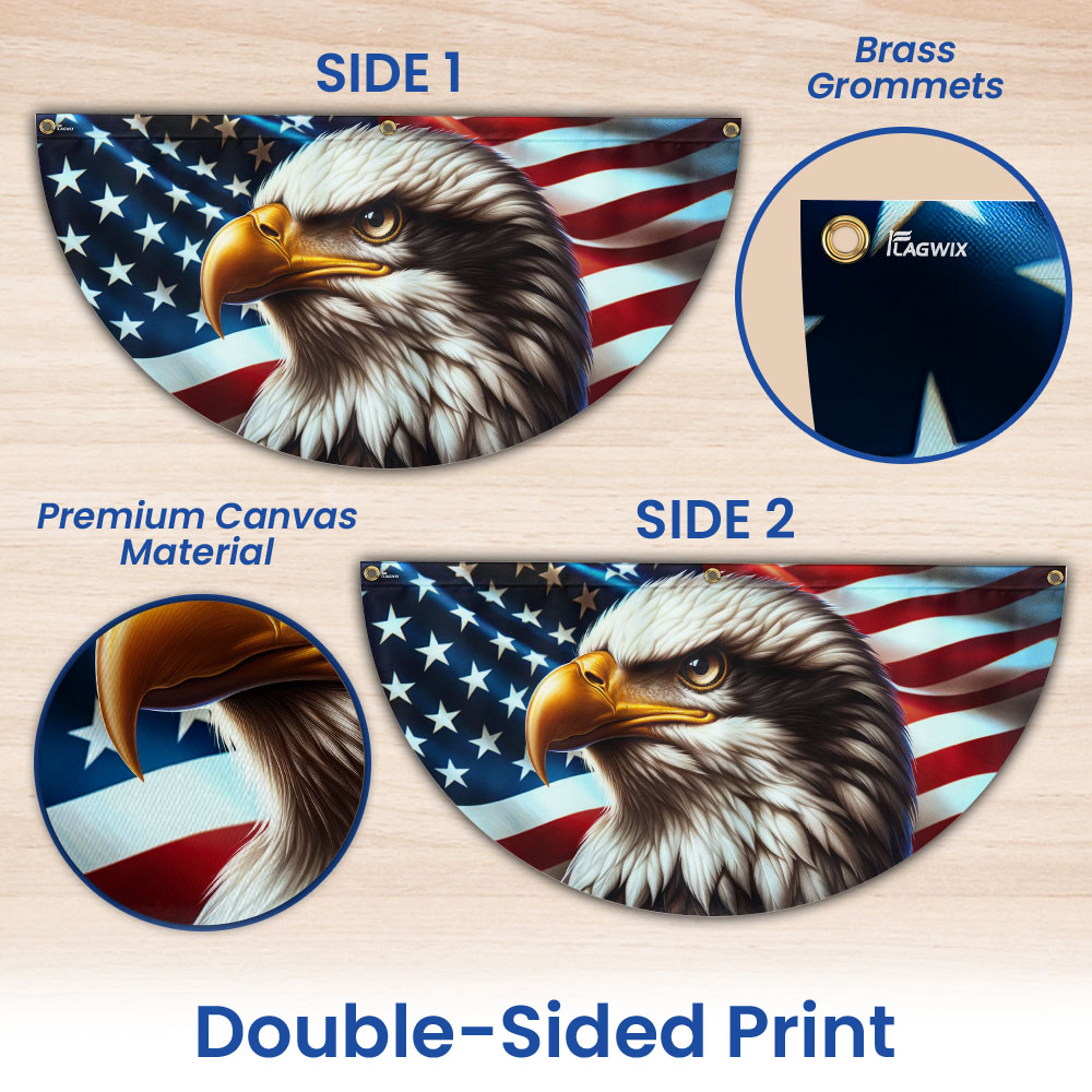 Patriotic Eagle American Non-Pleated Fan Flag 3-Day Shipping