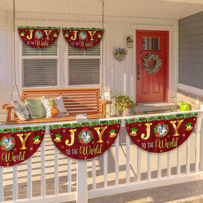 Joy to the World Christmas Fan Flag - Non-Pleated Holiday Décor & Gift