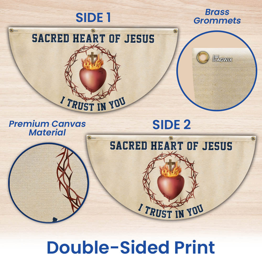 Sacred Heart Of Jesus I Trust In You Catholic Christian Non-Pleated Fan Flag