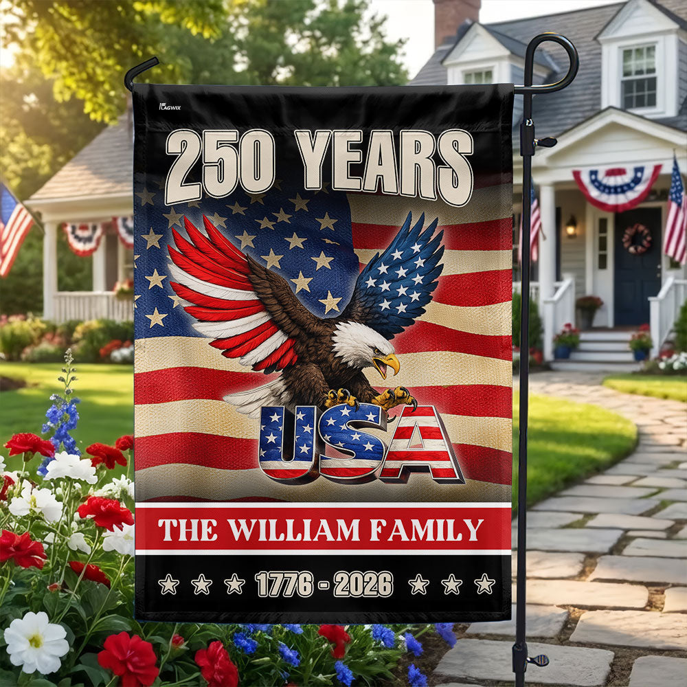 Custom Name American 1776 2026 Flag, Personalized 250 Years Eagle USA Flag