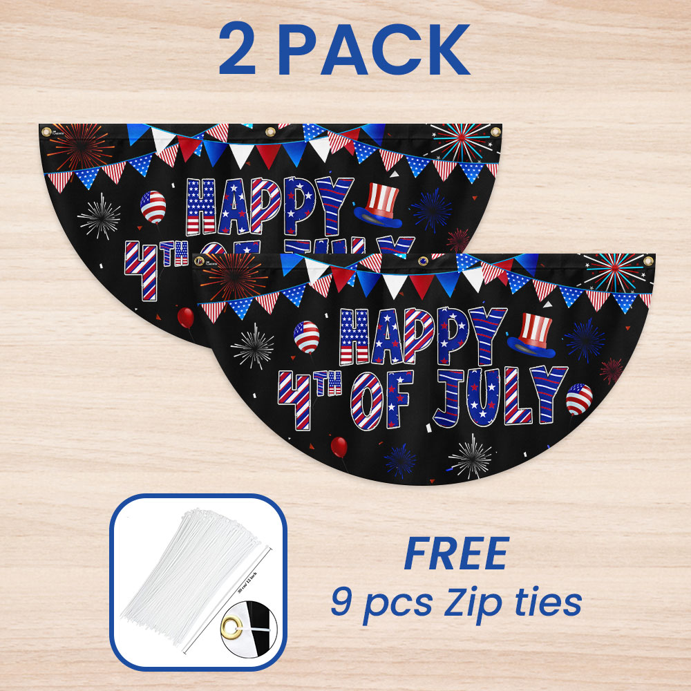 Flagwix American Flag - Happy 4th Of july Non-Pleated Fan Flag