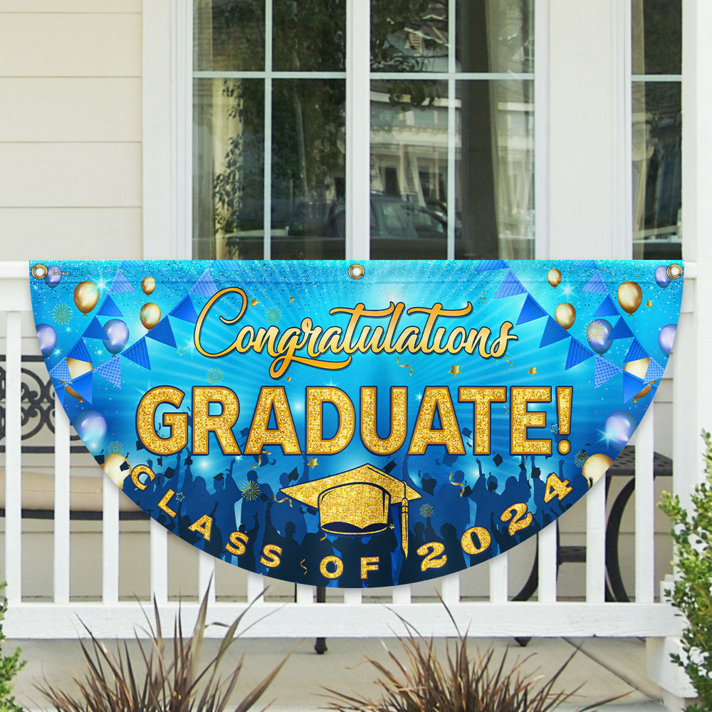 Congratulation Graduate Graduation Non-Pleated Fan Flag