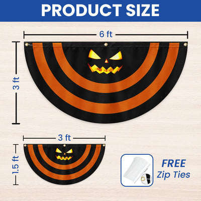 Halloween Pumpkin Scary Non-Pleated Fan Flag