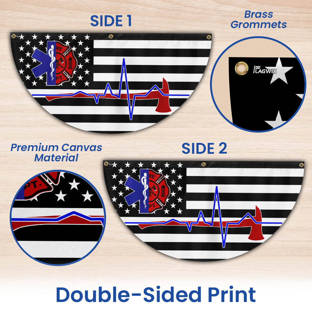 EMT Firefighter American Non-Pleated Fan Flag