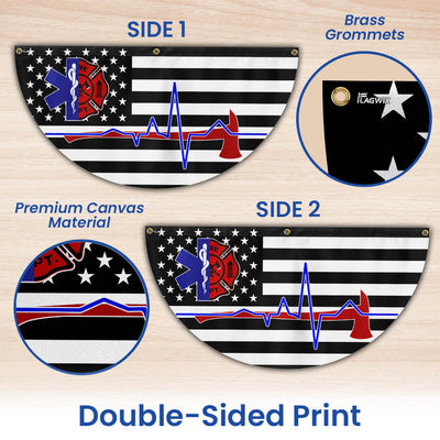 EMT Firefighter American Non-Pleated Fan Flag