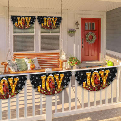 Cardinal Christmas Joy To The World Non-Pleated Fan Flag  3-Day Shipping