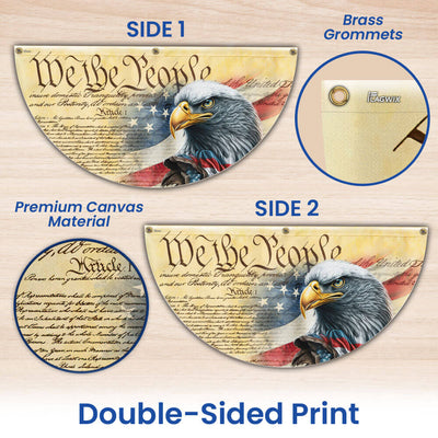 Flagwix American Flag - Happy 4th Of july, We The People. Patriotic American Eagle Non-Pleated Fan Flag