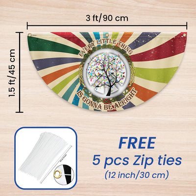 Hippie Every Little Thing Is Gonna Be Alright Non-Pleated Fan Flag