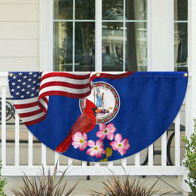 Virginia State Cardinal and Dogwood Flower Non-Pleated Fan Flag 3-Day Shipping