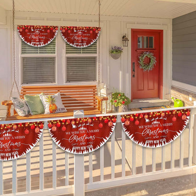 We Wish You A Merry Christmas And Happy New Year Non-Pleated Fan Flag