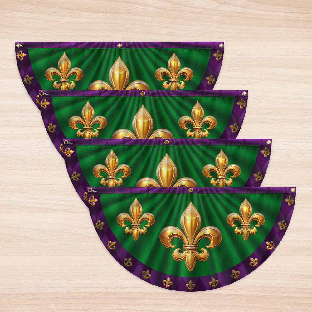 Mardi Gras Fleur De Lis Non-Pleated Fan Flag