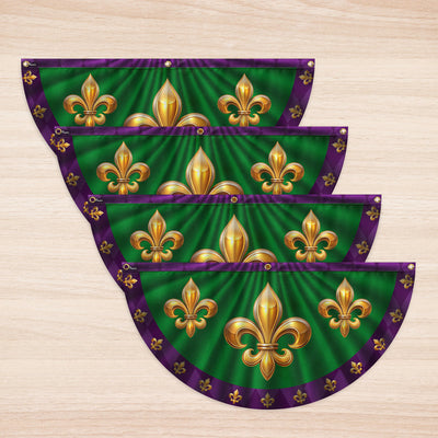 Mardi Gras Fleur De Lis Non-Pleated Fan Flag
