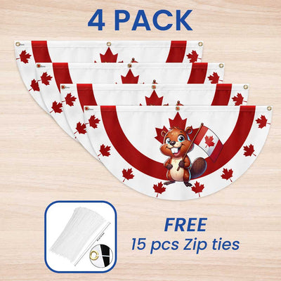 Happy Canada Day Beaver 1st Of july Non-Pleated Fan Flag