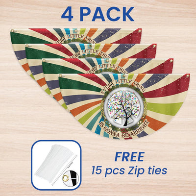 Hippie Every Little Thing Is Gonna Be Alright Non-Pleated Fan Flag