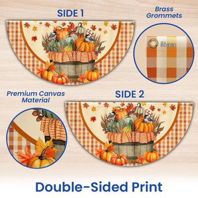 Fall Flag Autumn Chickadees Bird Pumpkins Fall Non-Pleated Fan Flag