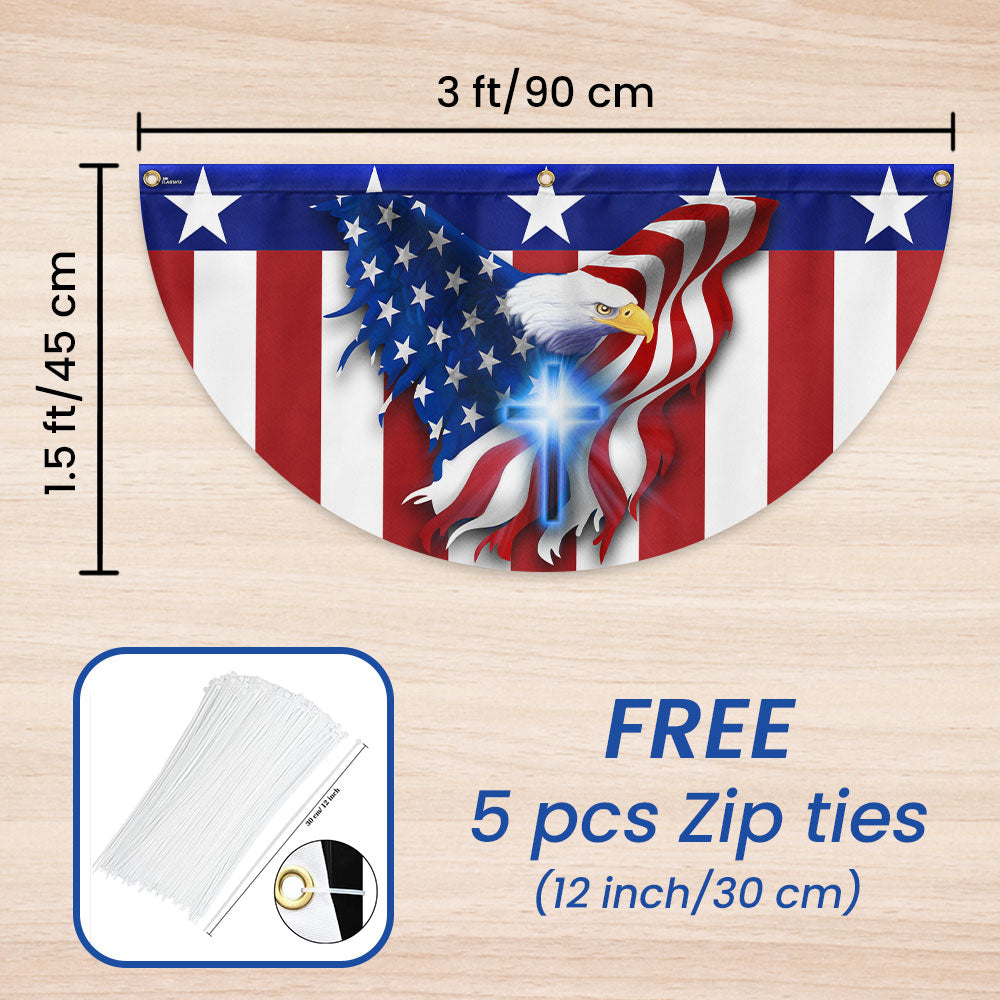 Eagle Christian Cross American Non-Pleated Fan Flag