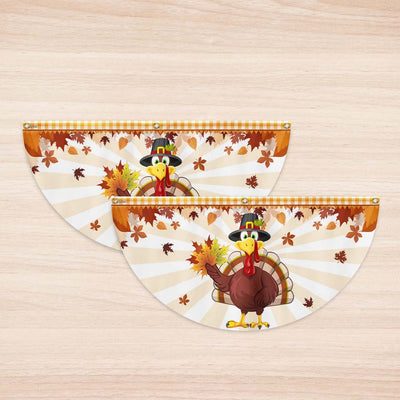 Fall Flag Happy Thanksgiving Turkey Non-Pleated Fan Flag